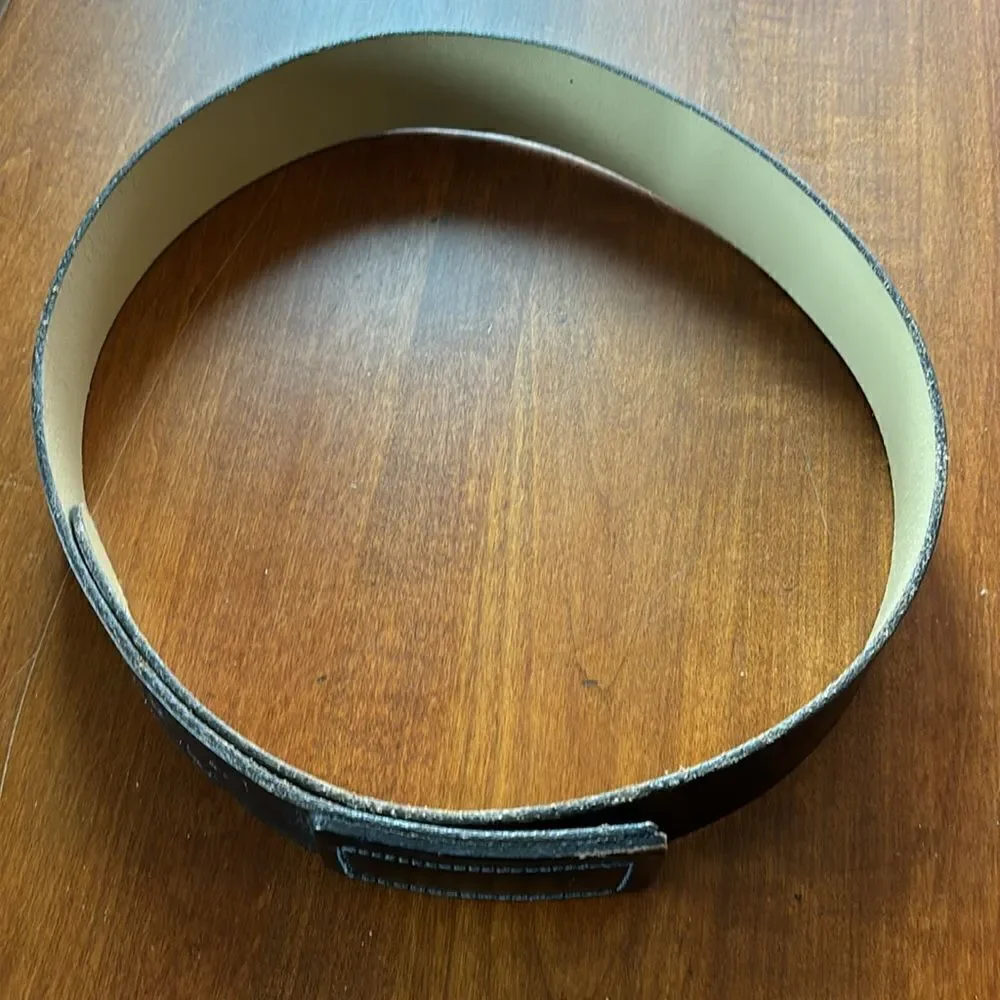Vintage Unitog Black Leather Buckle Free Belt - 34